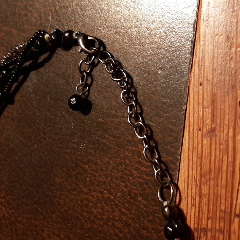 3 Piece Beaded Black 4 Strand Necklace with Matching Drop Pierced Earrin… - Picture 10 of 11